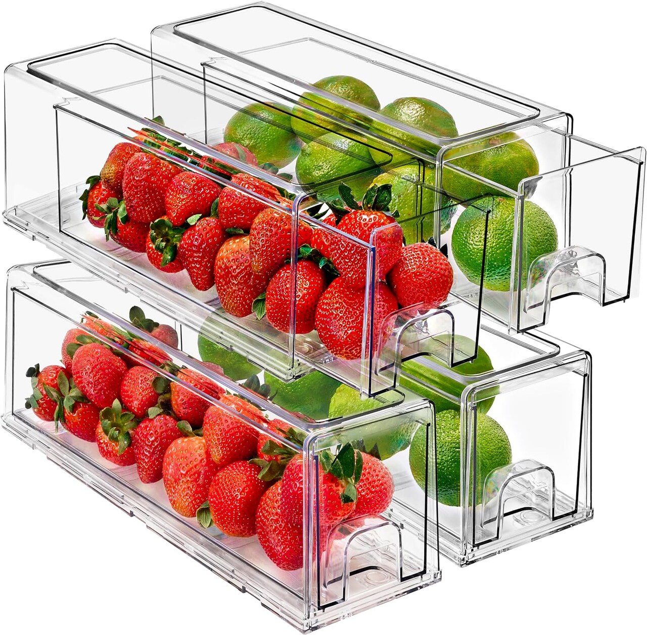 Sorbus 4 Pack Small Clear Stackable Pull-Out Drawers - Organization and Storage Containers for Kitchen, Pantry, Bathroom and More